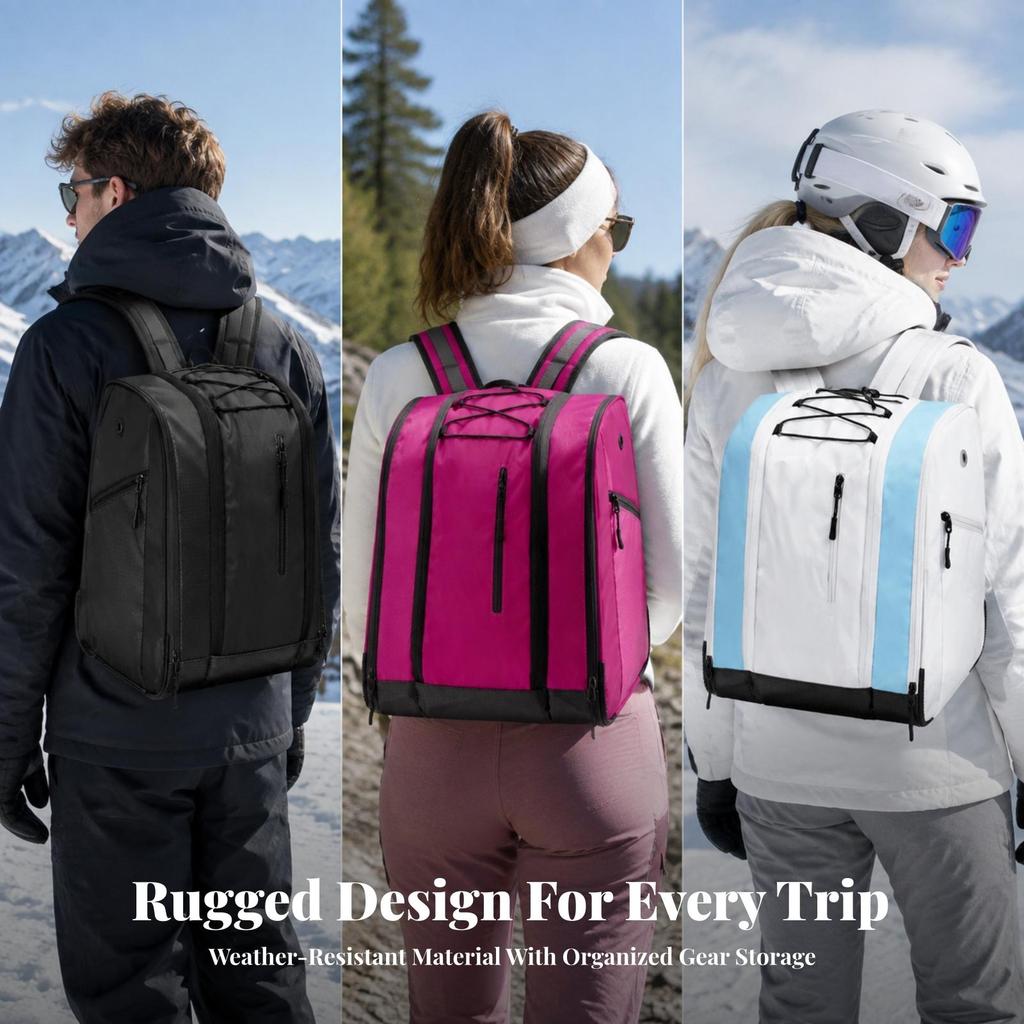 Waterproof Ski and Snowboard Gear Backpack Structured with Ski-Boot