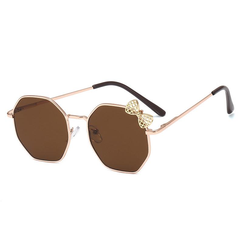 2025 B010 Polygonal Trendy Children's Glasses Sunglasses Trendy and Fashionable Men's and Women's Bow Metal Sunglasses