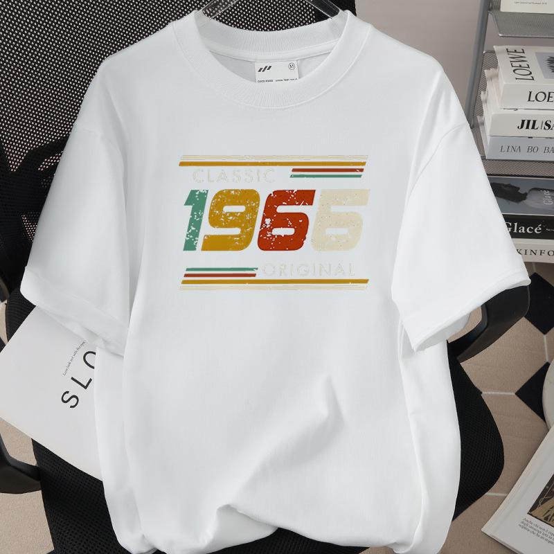 HighQuality Cotton TShirt for Unisex 1966 60th Birthday Unisex Loose Oversized Clothing O Neck Short Sleeve Tees Streetwear Top