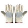 Bílé svářečské rukavice z štípenky - Zesílené dvojitou vrstvou, ochrana z 24jehlového plátna pro stavební práce