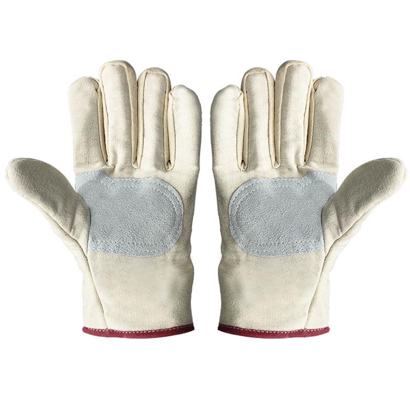 Bílé svářečské rukavice z štípenky - Zesílené dvojitou vrstvou, ochrana z 24jehlového plátna pro stavební práce