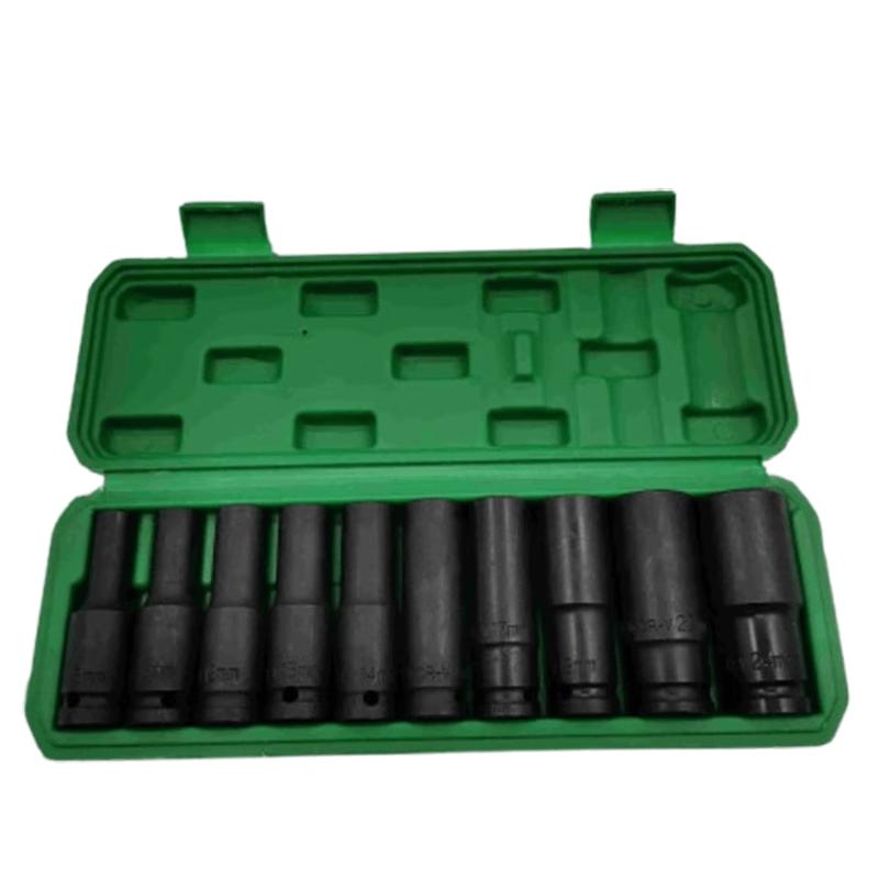 Lingxi 10-Piece Extended Hex Socket Set for Electric Impact Wrench (8-24mm)