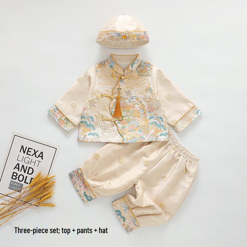 26 New Boys Hanfu Set: Baby s First Birthday Outfit - Spring Festival Chinese Tang Suit L-80