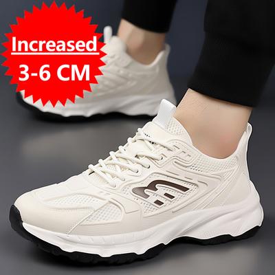 New Men's Height Increase Shoes Lightweight Anti Slip Running Shoes Invisible Height Increase Shoes 6CM Breathable Mesh Sneakers