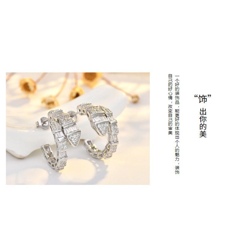 Snake Shape Zircon Stud Earrings Personalized Niche Luxury Jewelry For Women