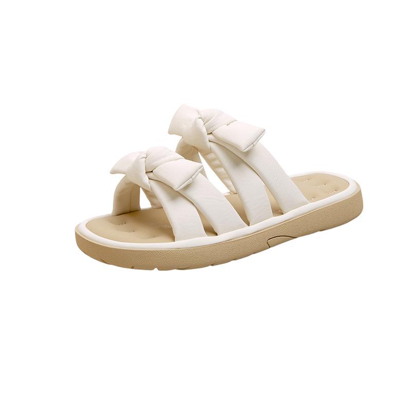 

Stepping on shit soft-soled slippers women s summer wear 2025 summer new flat-bottomed versatile casual bow one-word drag 35