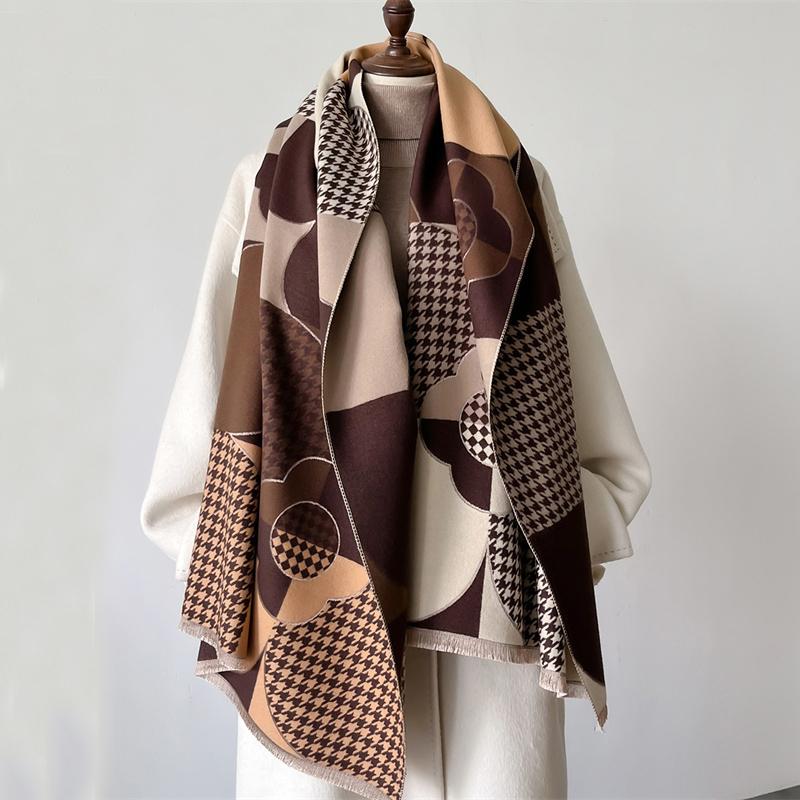 Luxury Winter Imitation Wool Scarf Women Cashmere Warm Pashmina Brand Foulard Female Shawls Wraps Thick Soft Bufanda Scarves
