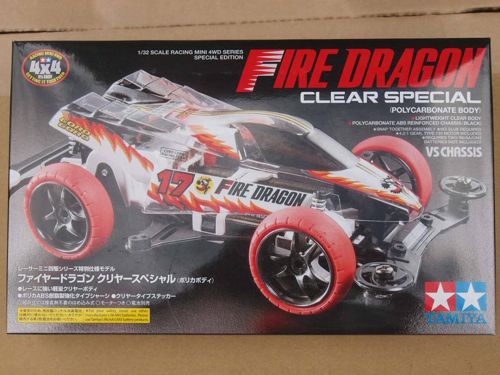 Tamiya Mini 4WD Special Edition Fire Dragon Clear Special Polycarbonate Body VS Chassis 95337