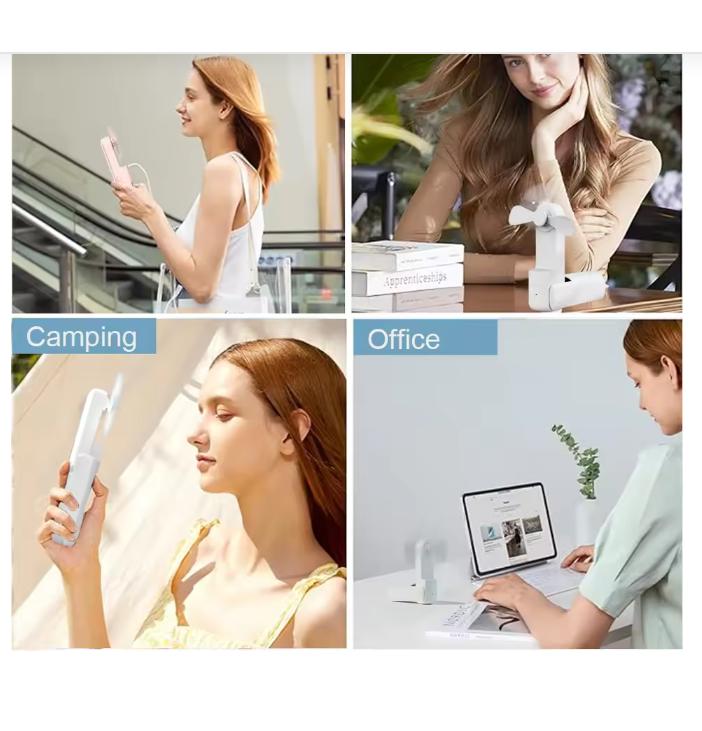 Xiaomi Portable Fan 2000mAh USB Rechargeable 3 Speed Mini Handheld Foldable Fan Hand Held Small Pocket Travel Fan with Handy Power Bank