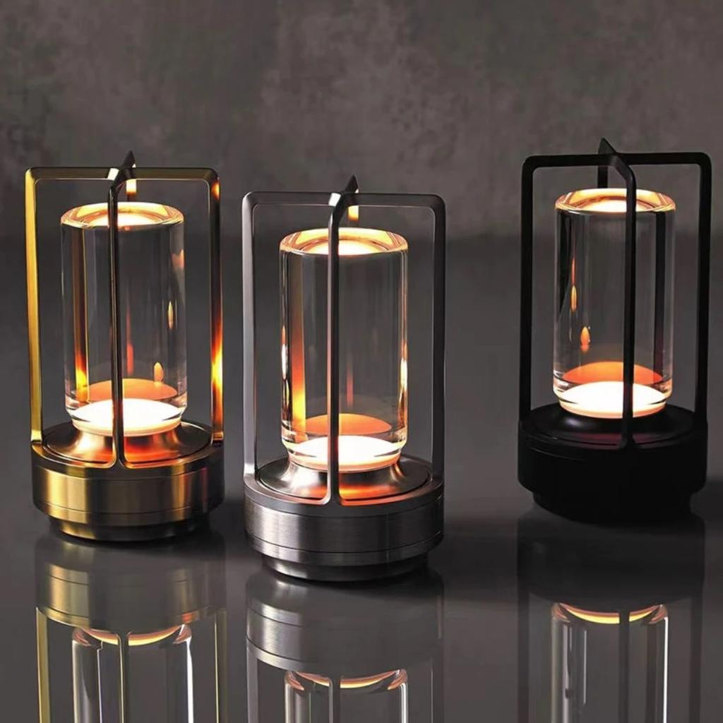 LED Cordless Table Lamp Retro Bar Metal Desk Lamps Rechargeable Touch Dimming Night Light Restaurant Bedroom Home Outdoor Decor
