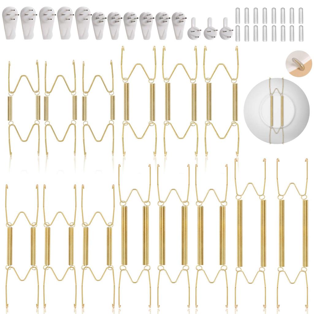 Wall mounted plate hooks stainless steel invisible decorative plate hangers with wall hooks gold 14PC