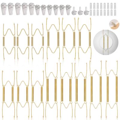 Wall Mounted Plate Hooks  Stainless Steel Invisible Decorative Plate Hangers with Wall Hooks  Gold  14PC