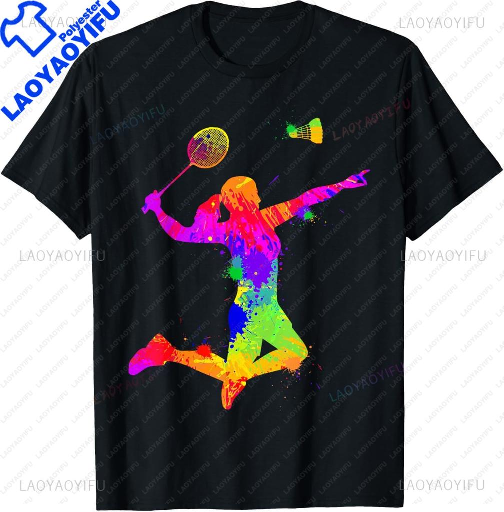 Colorful Shuttlecock Birdie Badminton Player Sports Lover TShirt Unisex Clothing Tops Streetwear Graphic T Shirts Camisetas