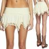 Mini fustă din dantelă pentru femei, cu talie joasă, cu volan, cu tiv asimetric, fustă scurtă, sexy, cu garnitură din dantelă, de culoare uni, fustă estetică retro zână fluidă