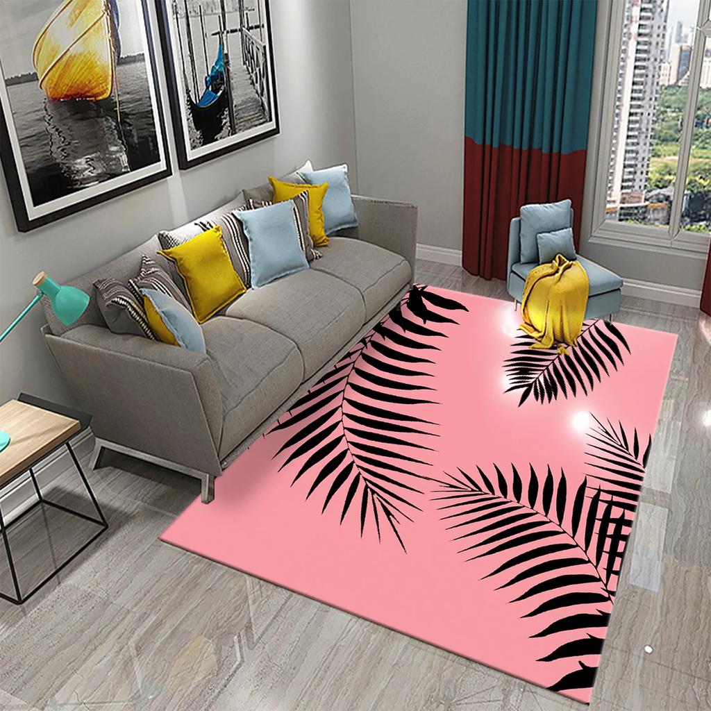 3D Teppich mit Palmenblattmuster Grün Tropische Pflanzen Teppiche Küche Badezimmer Rutschfeste Fußmatten Teppich Wohnzimmer Schlafzimmer Dekor Bodenteppiche
