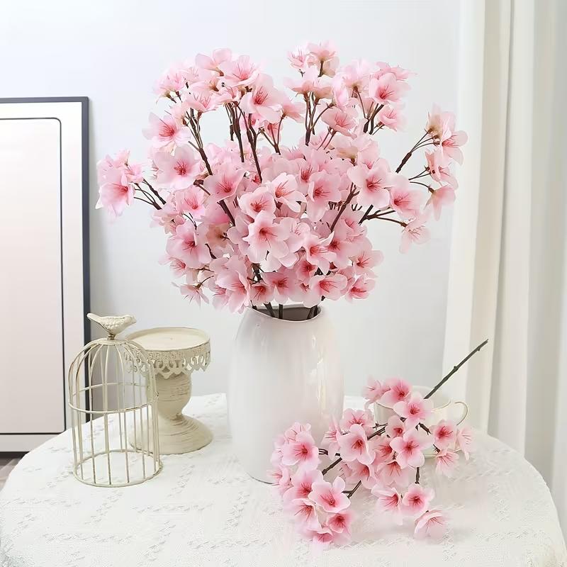 8pcs Artificial Cherry Blossom Branches - Leafless, Perfect for Home Decor & Wedding Floral Arrangements