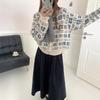 Autumn and Winter New Retro Jacquard Knitted Cardigan Loose Design Sense Niche Soft Waxy Sweater Jacket Women