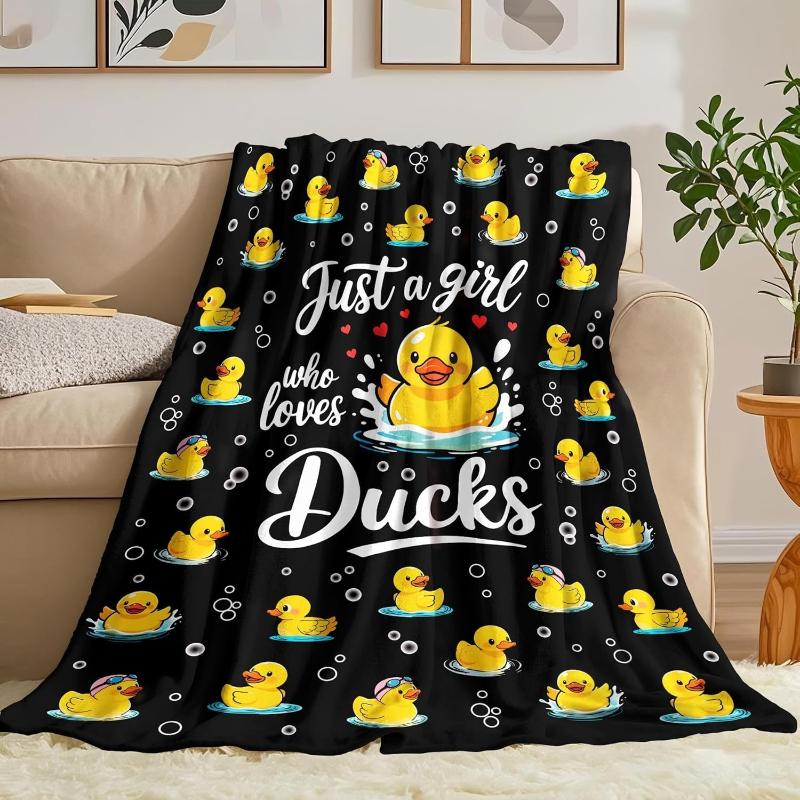 Rubber Duck Blanket for Duck Lovers Cute Yellow Duck Print Soft Flannel Throw Blanket for Couch Bed Sofa Perfect Gift for Kids