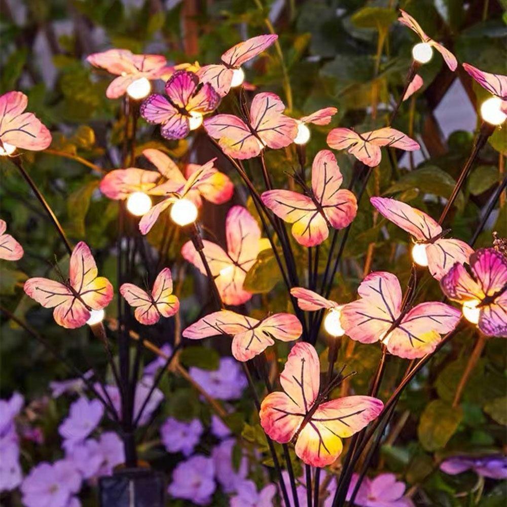 6/9 Head Butterfly Solar Garden Lights Waterproof Realistic Solar Landscape Lights 8 Light Modes Smart Sensor