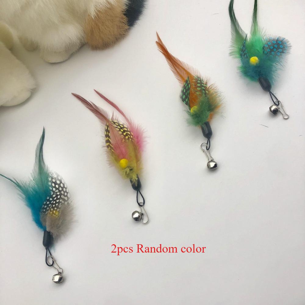 

2pcs Random Mix Dot Feather Replacement Head Cat Teaser Stick Pet Cat Toy