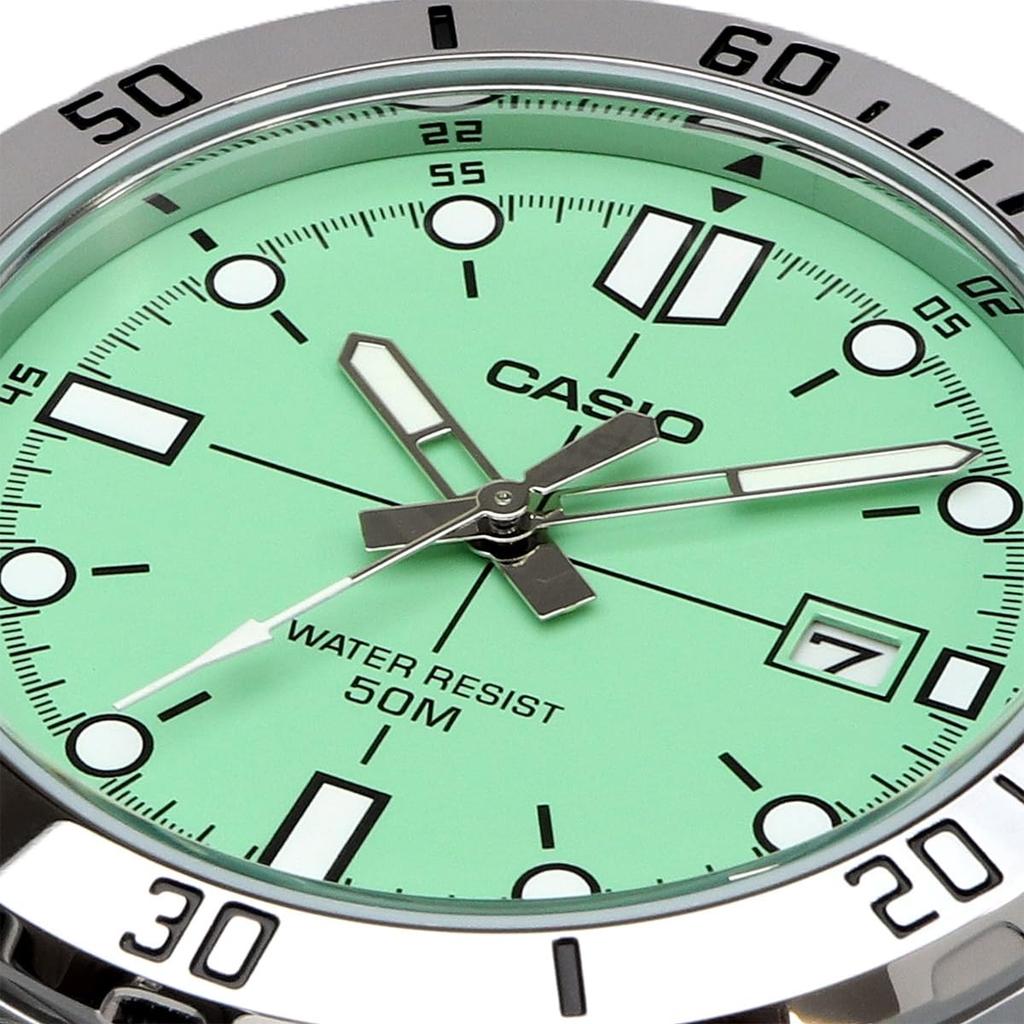 Casio Standard Analog Quartz Men's Watch MTP-VD01D-3E1V with Metal Band, Pastel Mint Green, International Model [Parallel Import]