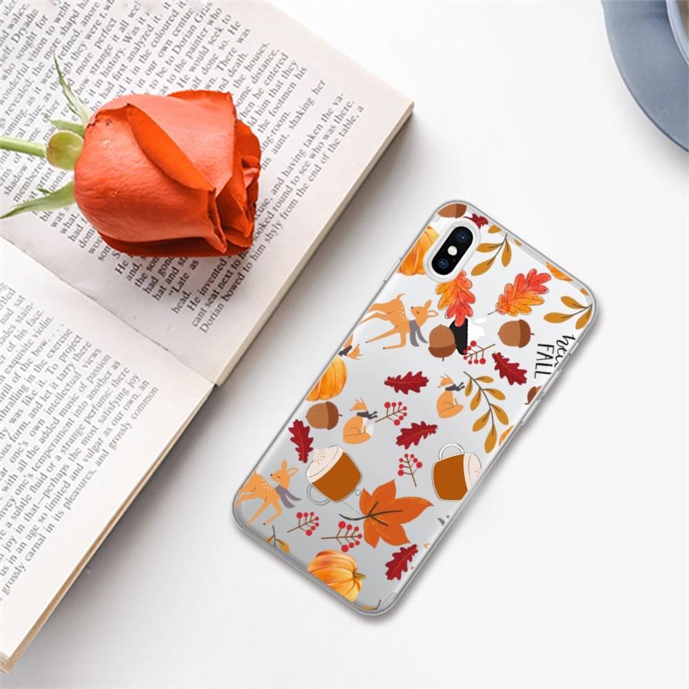 Autumn Pumpkin Leaf Phone Case For IPhone 11 12 13 14 Mini Pro Max XR X XS TPU Clear Case For 8 7 6 Plus SE 2020