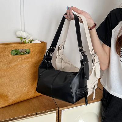 Women's Soft PU Underarm Bag Small Shoulder Bag Retro Female Purse Fashion Tote Handbag