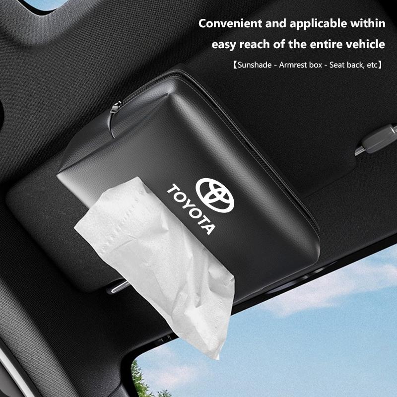 Car Tissue Box Seat Backrest Suspension Paper Towel Storage For Toyota 86 Mirai Supra Prado Alphard Vellfire Crown RAV4 Keyring