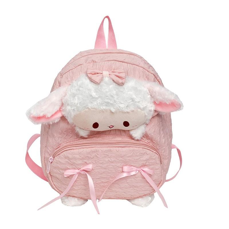 Schoolbag high value cute small wool fleece backpack winter new female college student schoolbag large capacity commuter backpack