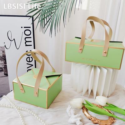 LBSISI Life 5pc Bronzing Leather Portable Rope Paper Box For Chocolate Cookie Candy Packaging Wedding Birthday Party Gift Decora
