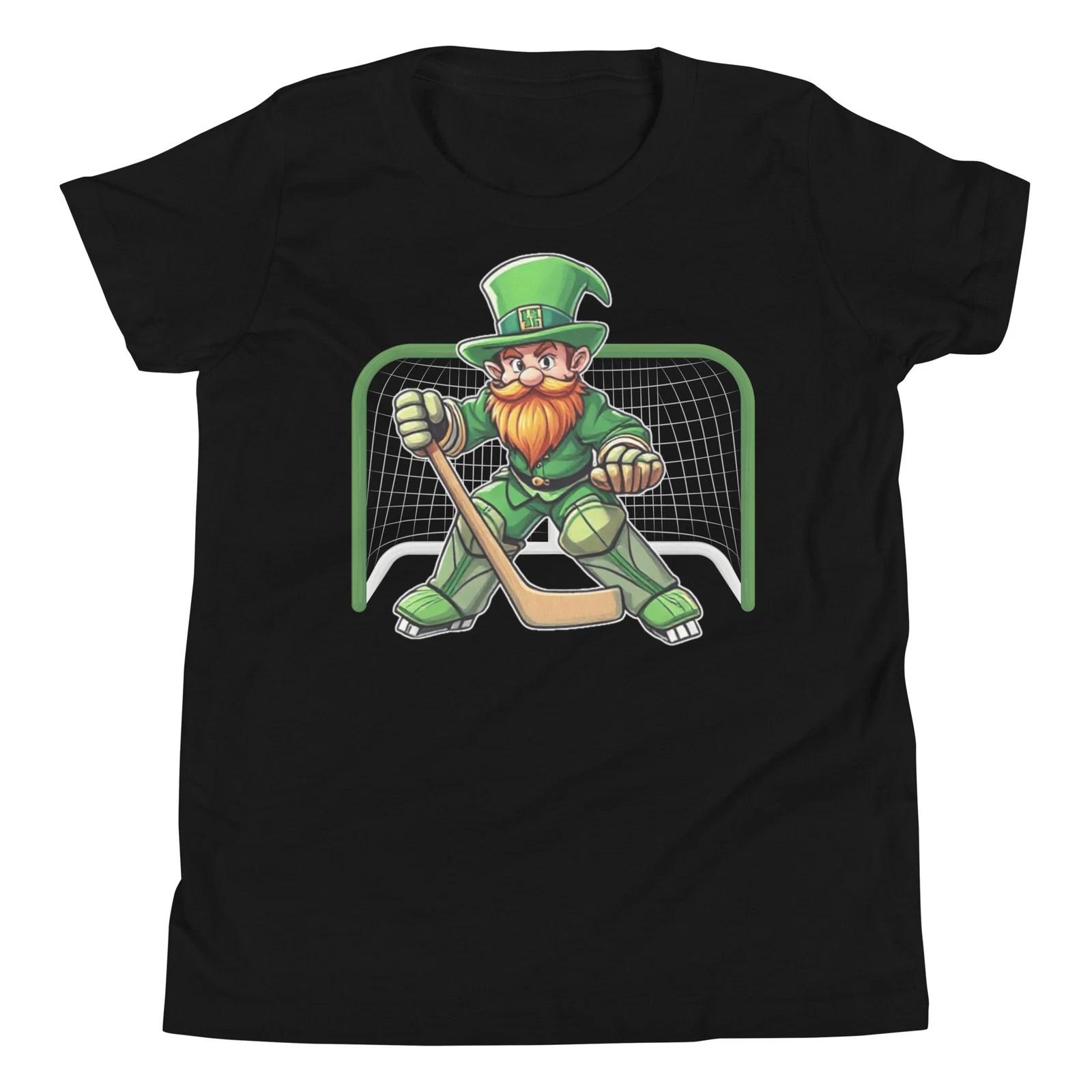 Leprechaun Ice Hockey Goalie Saint Patrick s Day Costume Youth T-Shirt 100