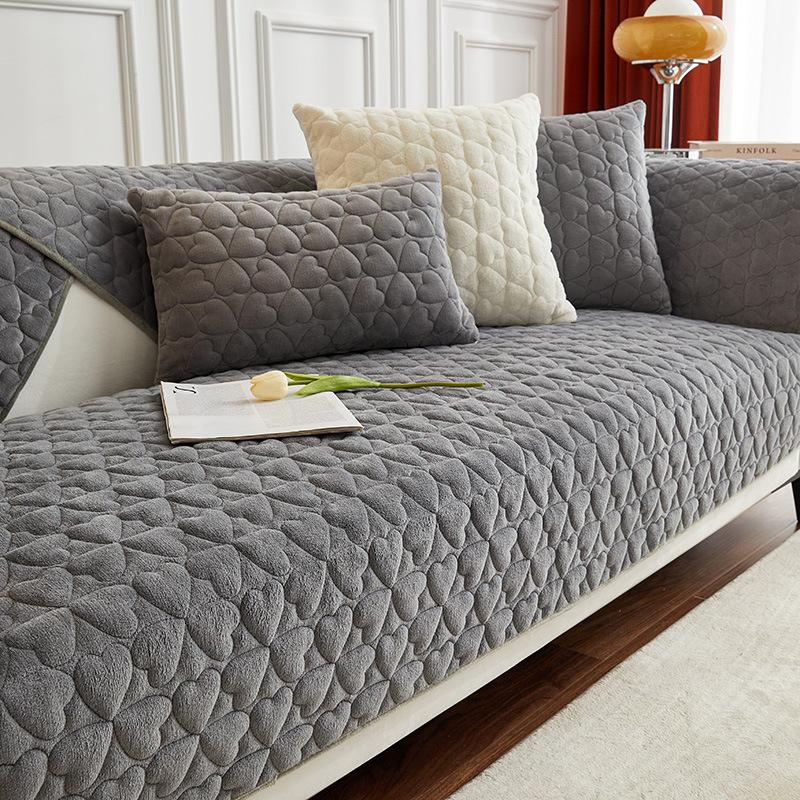 Thick Sofa Cushion Winter Milk Velvet Cushion Cover Towel Plush Sofa Cover Simple Non-Slip