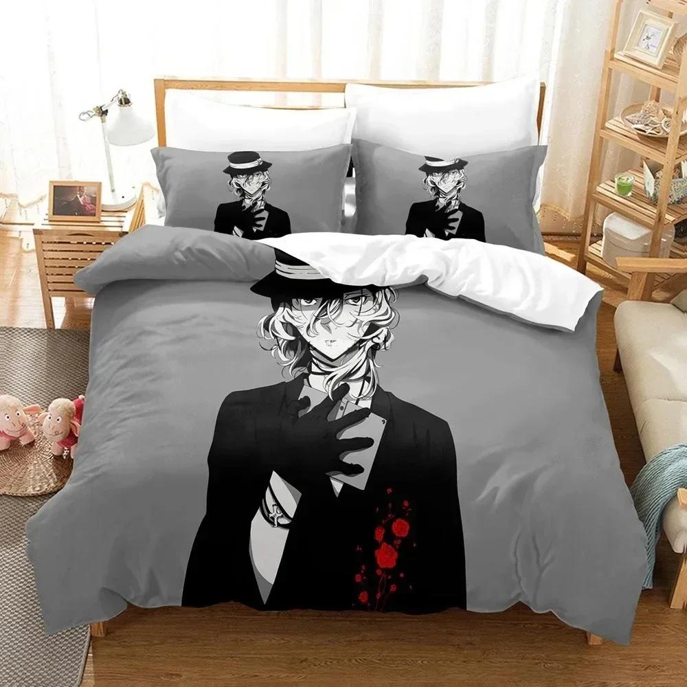 3D Anime Bungo Stray Dogs Bedding Set Cartoon Duvet Cover And Pillowcases Queen Full Size Kids Gift Decor Home Bedclothes