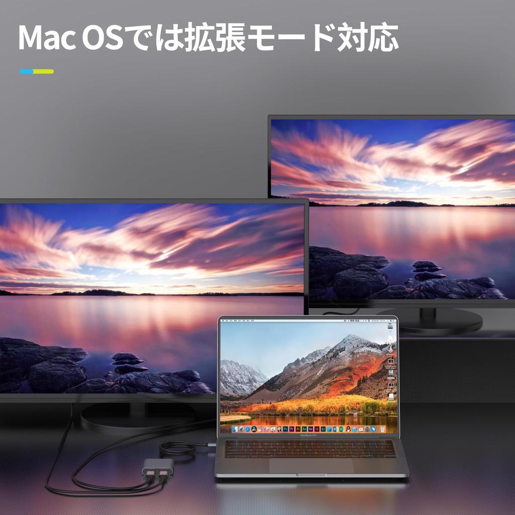 USB C to Dual HDMI Adapter 4K 60Hz Splitter 2 Monitor Extended Display Type C Hub Multi Docking Station for Laptop Alt Mode Supports Thunderbolt 3 (DP