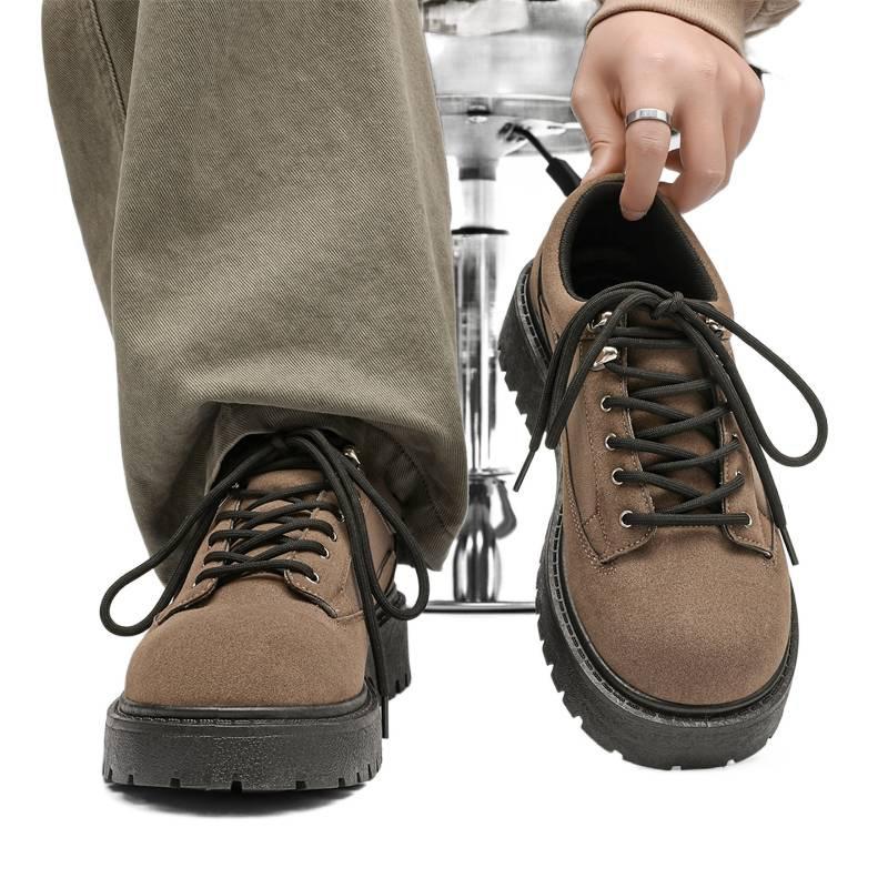 Amerikanische Retro-Schuhe Frühling Nische Maillard Plateau Niedrige Leder-Schuhe Lässig
