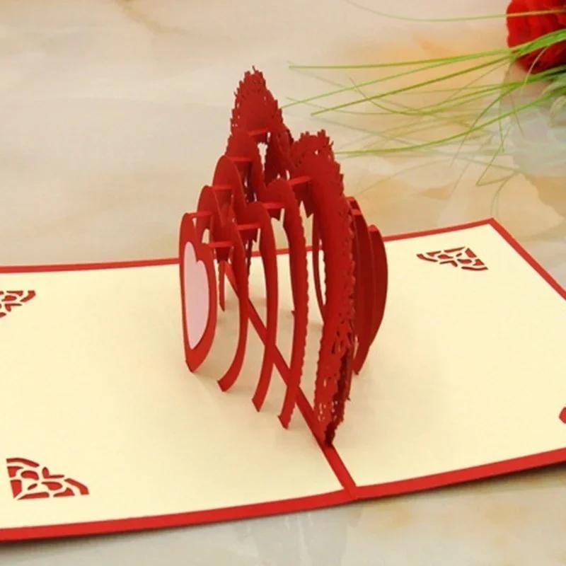 Ny 3D Tredimensionell Handgjord Pop-up Jul Bröllop Födelsedagsinbjudan Inbjudningskort Hälsningskort Gåva (Färg: Netto)