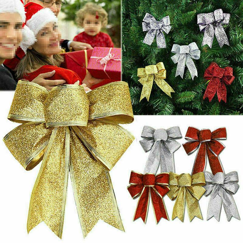 10X Large Bows Christmas Tree Bowknot Ornaments Party Gift for for XMAS Wreath