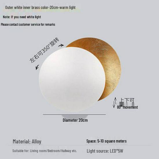 Nordic Luxury Moon Wall Lamp - Italian Designer Eclipse for Bedroom & Staircase