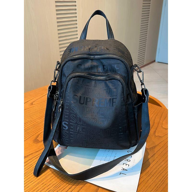 

Printed Oxford Cloth Women s Waterproof Lightweight Casual Backpack Black