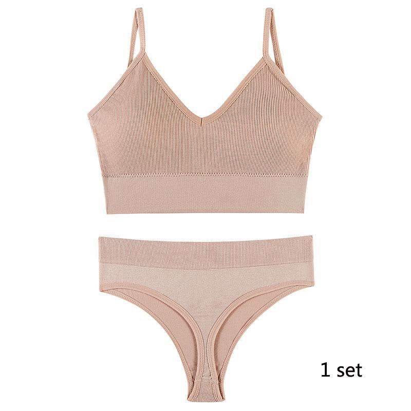 Underwear Set Lingerie Female Sexy Halter Beauty Tank Top Thin Section French Triangle Cup Without Steel Ring Gathered Bra Set