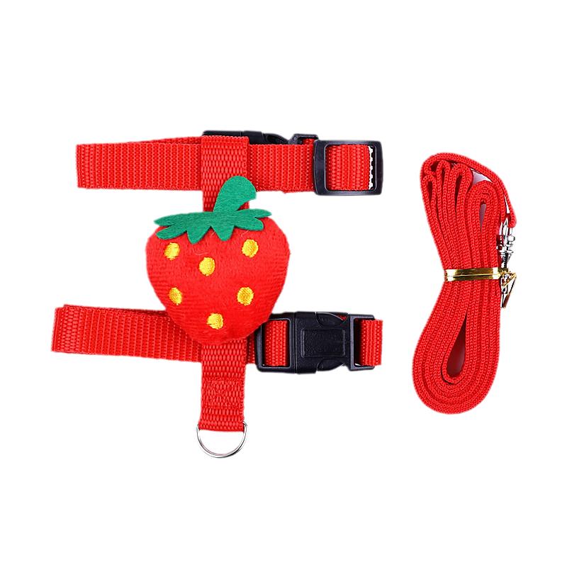 

Мультяшный кролик шлейка и поводок набор прогулочных регулируемых шлейки для мелких животных кролик морская свинка талисманы аксессуары S-suit 0.2-1kg земляничный