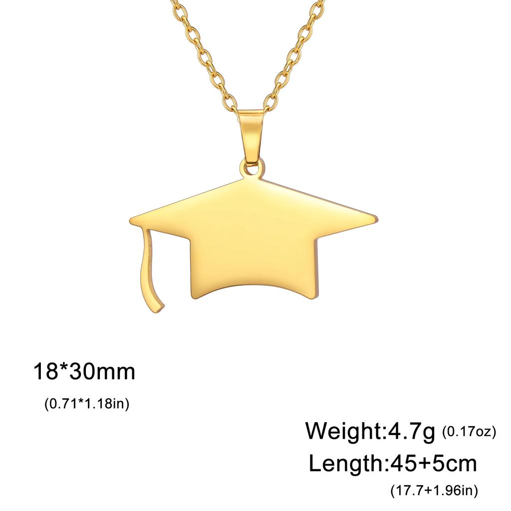 Cazador Graduate Hat Pendant Necklaces for Women Men Student Graduation Gift 2026 Stainless Steel Bachelor Cap Necklace Jewelry