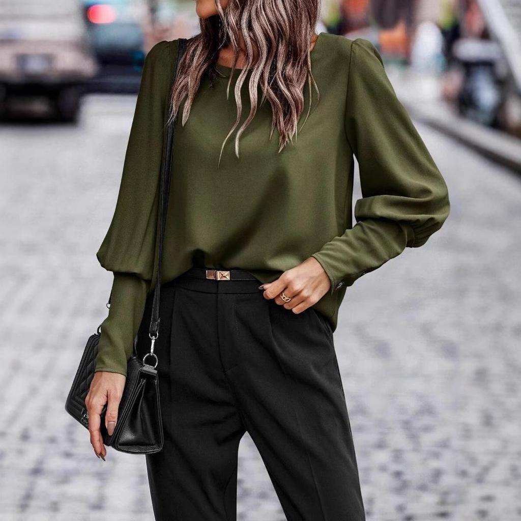 Women's Fall Winter Blouse 2026 Long Sleeve Office Shirt Elegant Casual Workwear Tops