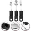 Adaptive Utensils 3pcs Curved Spoon Fork with Non- Handles Stainless Steel Eating Silverware for Hand Tremors Elderly