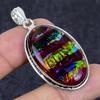 Natural Dichroic Glass Gemstone 925 Sterling Silver Jewelry Pendant 2.05" N8E55