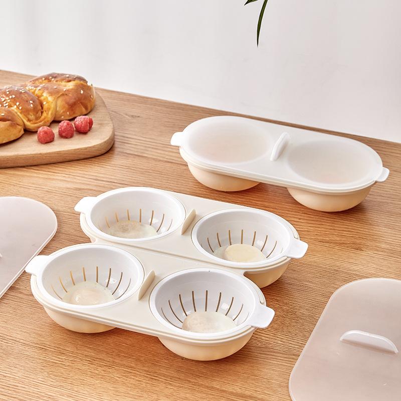 Microwave Eggs Poacher,Double-Cup Egg Boiler,Kitchen Gadget, Hot Spring Egg Mold ,Cooking Tools,Clear Water Lotus Egg Maker
