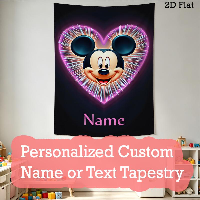 Customized Name Interior Tapestry Wall Hanging Love Magic Minnie Heartfelt Party for Home Decor Aestheticism Tapestry Large Tapestry