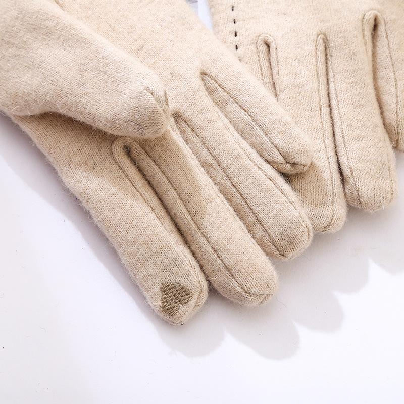 Wool fleece touch screen gloves women's autumn and winter warm fleece Korean version fashion cycling windproof wholesale one piece hair