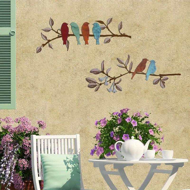 2 Stück Metall Vogel Wandkunst Lebhafter Vogel Dekorative Malerei Außen Garten Hof Rasen Eisen Bodeneinsatz für Außen