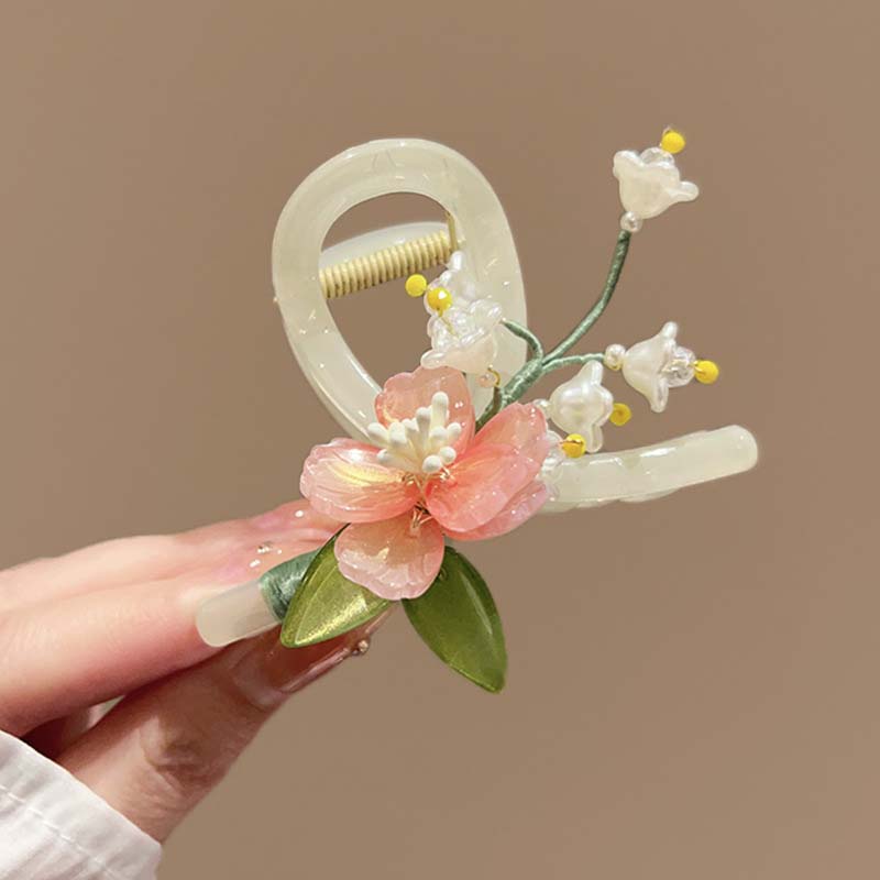

Новый акриловый зажим для волос в виде цветка для женщин, элегантный зеленый бамбуковый лист, держатель для хвостика, заколка, головной убор, аксессуары для волос